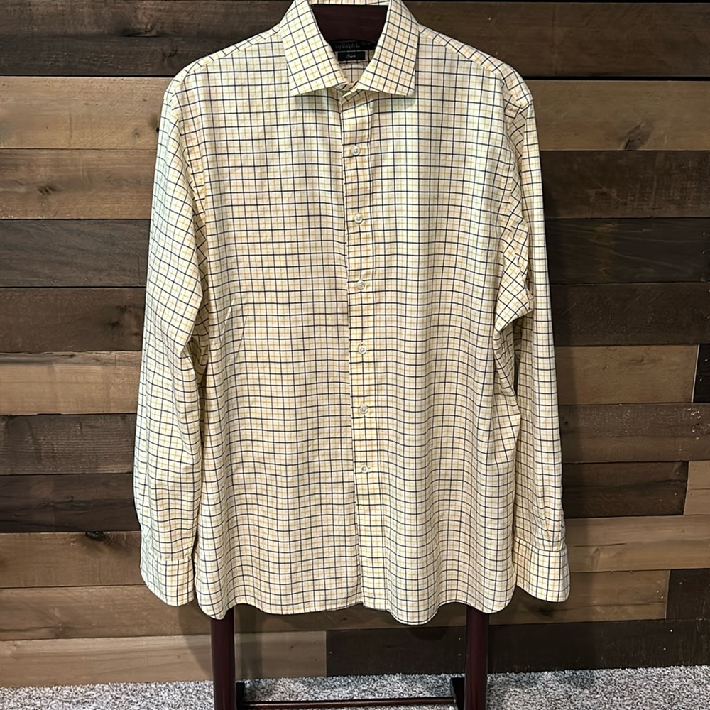 Polo by Ralph Lauren Regent Black/Yellow Plaid Shirt Size 17/43